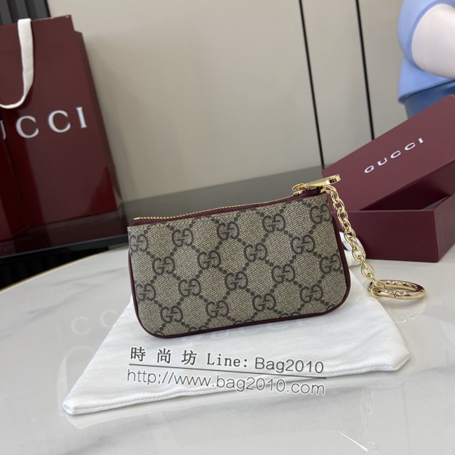 Gucci專櫃古馳最新款飾小狗細節GG迷你錢包零錢包 jh2032型號：818768